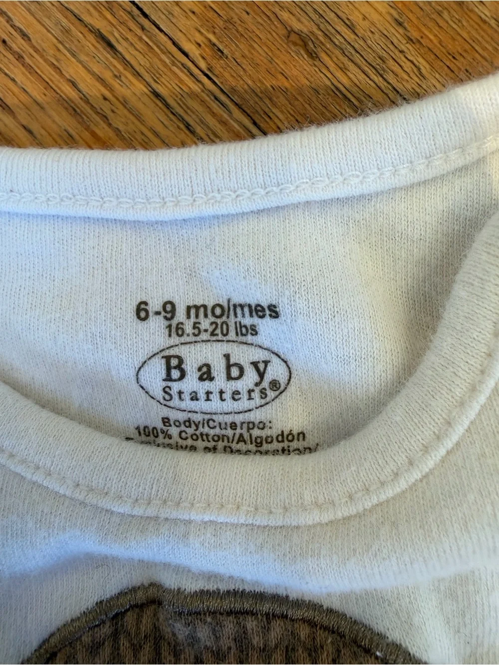 Baby Starters White Bodysuit with Brown Monkey Applique and Red Mouth